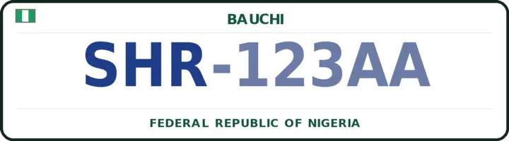 Nigerian number plate with the SHR code — Shira, Bauchi