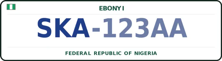 Nigerian number plate with the SKA code — Ivo, Ebonyi