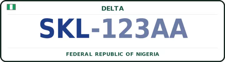Nigerian number plate with the SKL code — Ethiope-East, Delta
