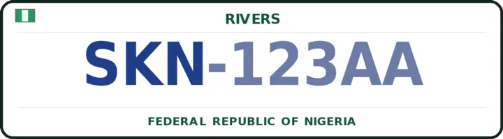 Nigerian number plate with the SKN code — Tai, Rivers