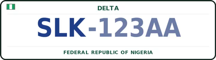 Nigerian number plate with the SLK code — Aniocha-North, Delta