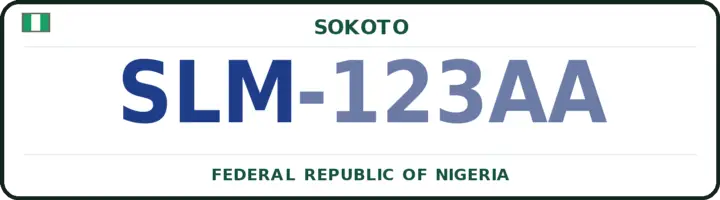 Nigerian number plate with the SLM code — Silame, Sokoto
