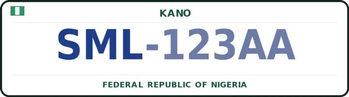 Nigerian number plate with the SML code — Sumaila, Kano