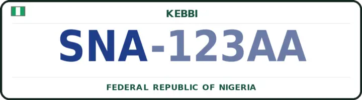 Nigerian number plate with the SNA code — Shanga, Kebbi