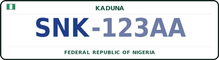Nigerian number plate with the SNK code — Lere, Kaduna