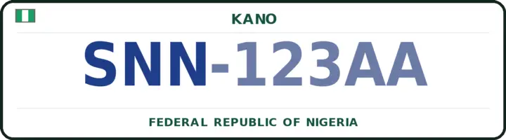 Nigerian number plate with the SNN code — Shanono, Kano