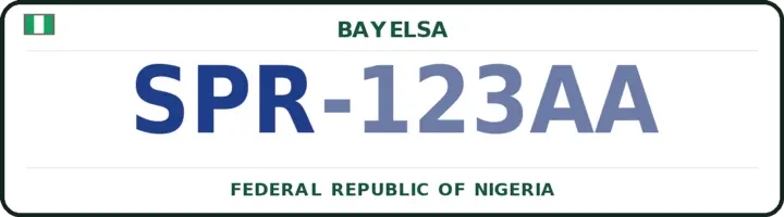 Nigerian number plate with the SPR code — Southern Ijaw, Bayelsa