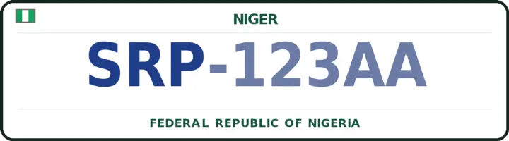 Nigerian number plate with the SRP code — Muya, Niger