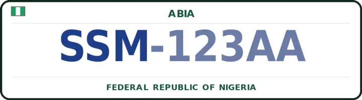 Nigerian number plate with the SSM code — Osisioma Ngwa, Abia