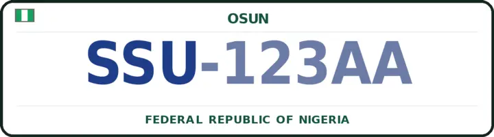 Nigerian number plate with the SSU code — Atakunmosa West, Osun