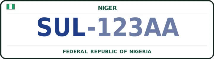 Nigerian number plate with the SUL code — Suleja, Niger