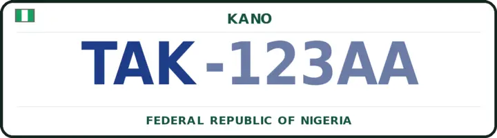 Nigerian number plate with the TAK code — Takai, Kano