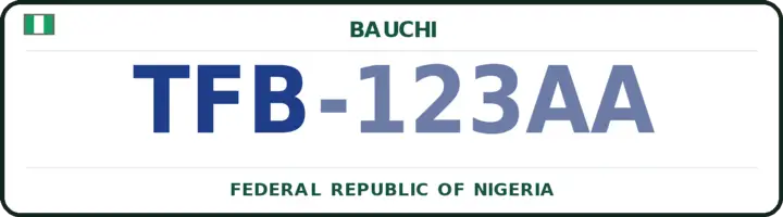 Nigerian number plate with the TFB code — Tafawa-Balewa, Bauchi