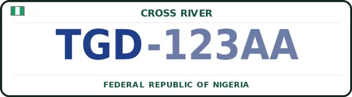 Nigerian number plate with the TGD code — Abi, Cross River