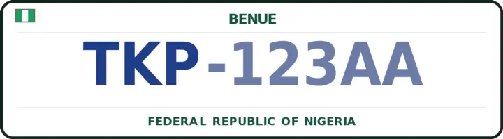 Nigerian number plate with the TKP code — Otukpo, Benue