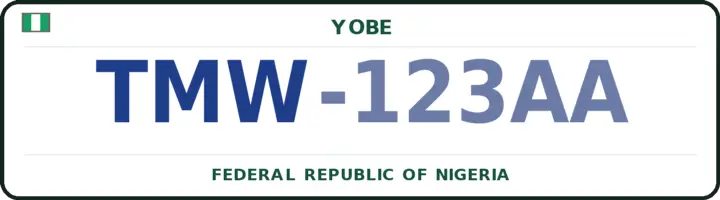 Nigerian number plate with the TMW code — Tarmua, Yobe