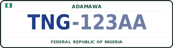 Nigerian number plate with the TNG code — Toungo, Adamawa