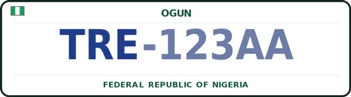 Nigerian number plate with the TRE code — Ewekoro, Ogun