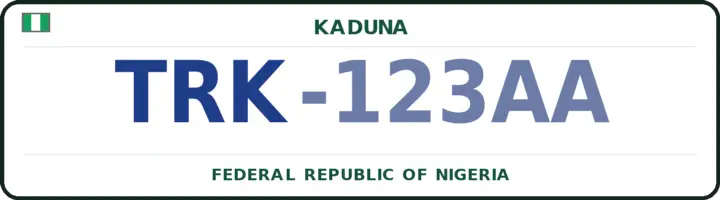 Nigerian number plate with the TRK code — Igabi, Kaduna