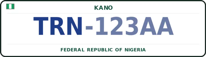 Nigerian number plate with the TRN code — Tarauni, Kano