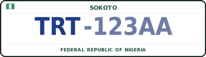 Nigerian number plate with the TRT code — Tureta, Sokoto