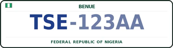 Nigerian number plate with the TSE code — Konshisha, Benue
