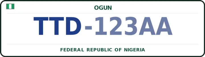 Nigerian number plate with the TTD code — Adoodo/Ota, Ogun