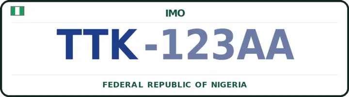 Nigerian number plate with the TTK code — Obowo, Imo