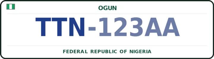 Nigerian number plate with the TTN code — Ijebu-North-East, Ogun