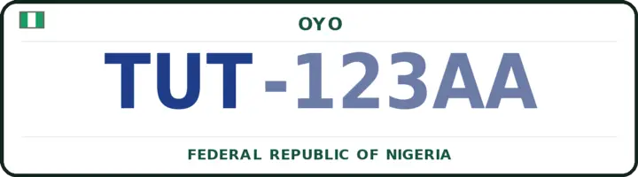 Nigerian number plate with the TUT code — Itesiwaju, Oyo
