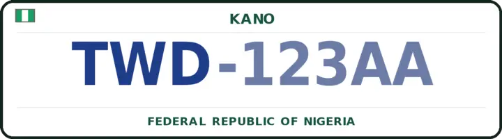 Nigerian number plate with the TWD code — Tudun-Wada, Kano