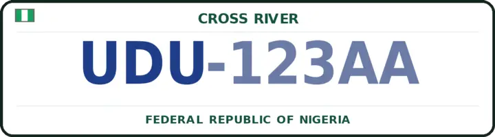 Nigerian number plate with the UDU code — Obudu, Cross River