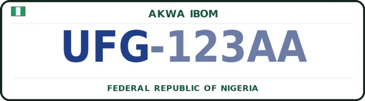 Nigerian number plate with the UFG code — Urue Offong/Oruko, Akwa Ibom