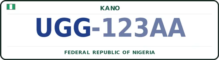 Nigerian number plate with the UGG code — Ungogo, Kano