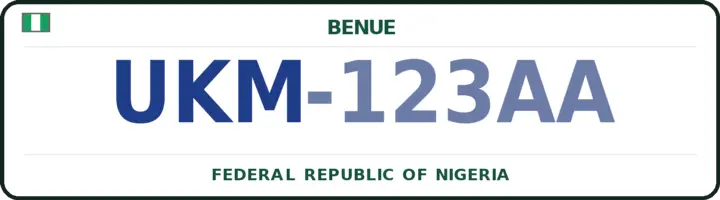 Nigerian number plate with the UKM code — Ukum, Benue