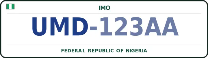 Nigerian number plate with the UMD code — Isu, Imo