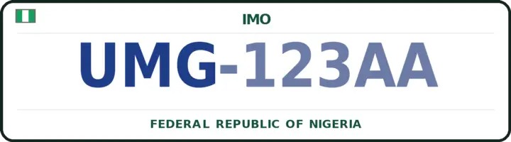 Nigerian number plate with the UMG code — Owerri-West, Imo