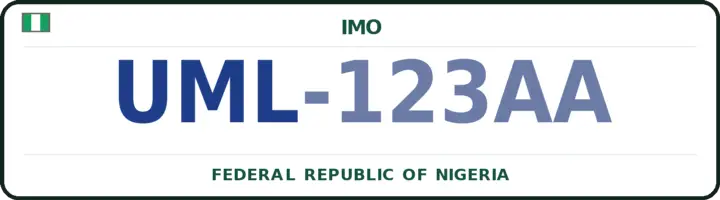 Nigerian number plate with the UML code — Isiala-Mbano, Imo