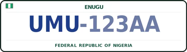 Nigerian number plate with the UMU code — Uzo-Uwani, Enugu