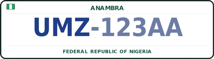 Nigerian number plate with the UMZ code — Orumba-South, Anambra