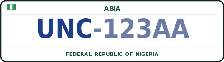 Nigerian number plate with the UNC code — Umunneochi, Abia