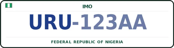 Nigerian number plate with the URU code — Ideato-North, Imo
