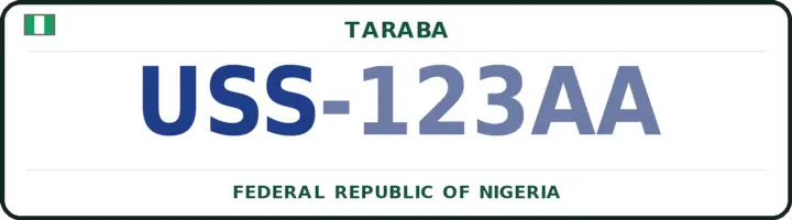 Nigerian number plate with the USS code — Ussa, Taraba