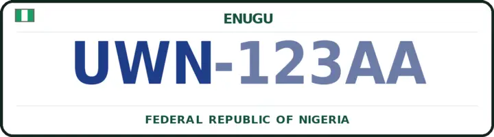 Nigerian number plate with the UWN code — Enugu-South, Enugu