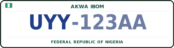 Nigerian number plate with the UYY code — Uyo, Akwa Ibom