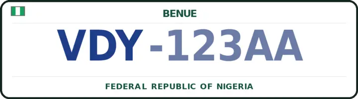 Nigerian number plate with the VDY code — Vandeikya, Benue