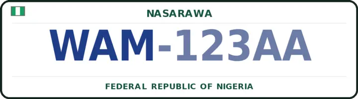 Nigerian number plate with the WAM code — Wamba, Nasarawa