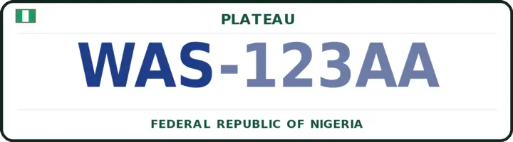 Nigerian number plate with the WAS code — Wase, Plateau