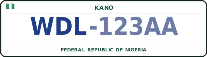 Nigerian number plate with the WDL code — Wudil, Kano