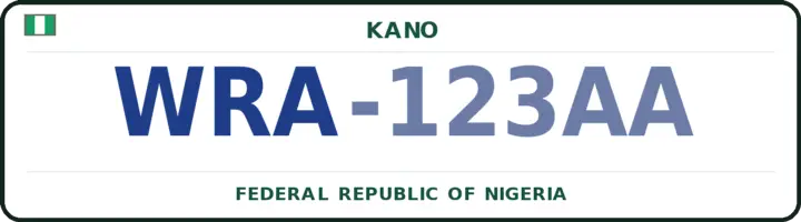 Nigerian number plate with the WRA code — Warawa, Kano